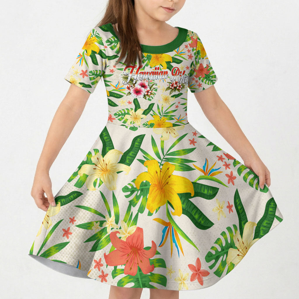 Hawaiian Piko Threads Of Paradise Aloha Kid Short Sleeve Dress Tropical Hibiscus Plumeria