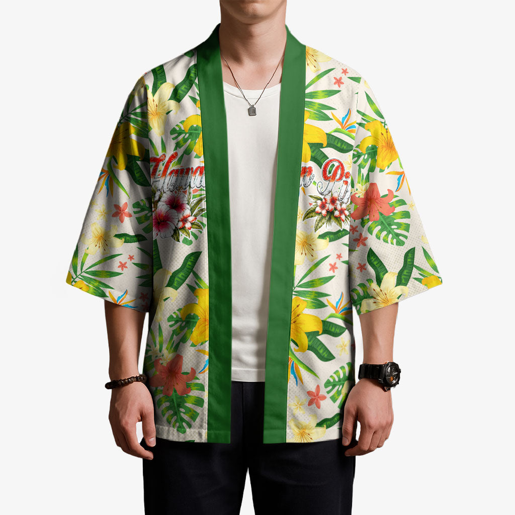 Hawaiian Piko Threads Of Paradise Aloha Kimono Tropical Hibiscus Plumeria