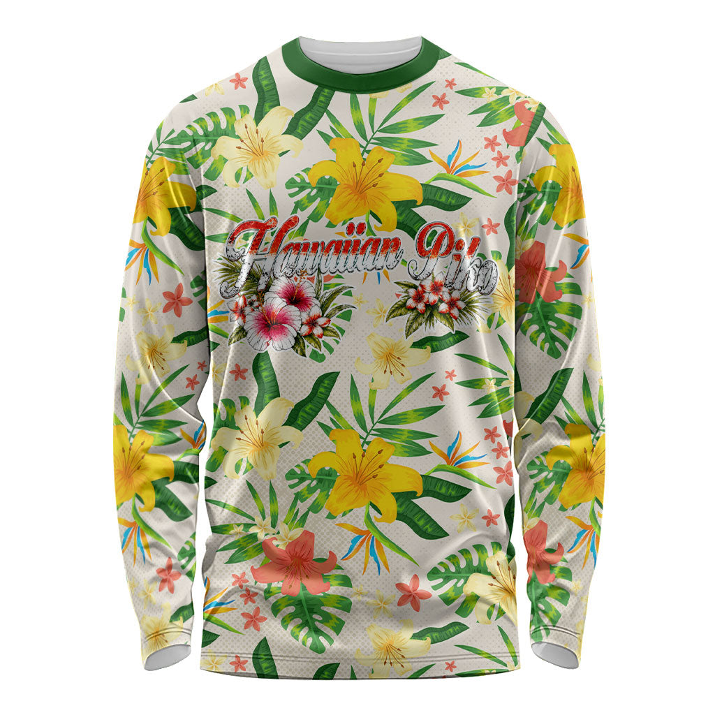 Hawaiian Piko Threads Of Paradise Aloha Long Sleeve Shirt Tropical Hibiscus Plumeria
