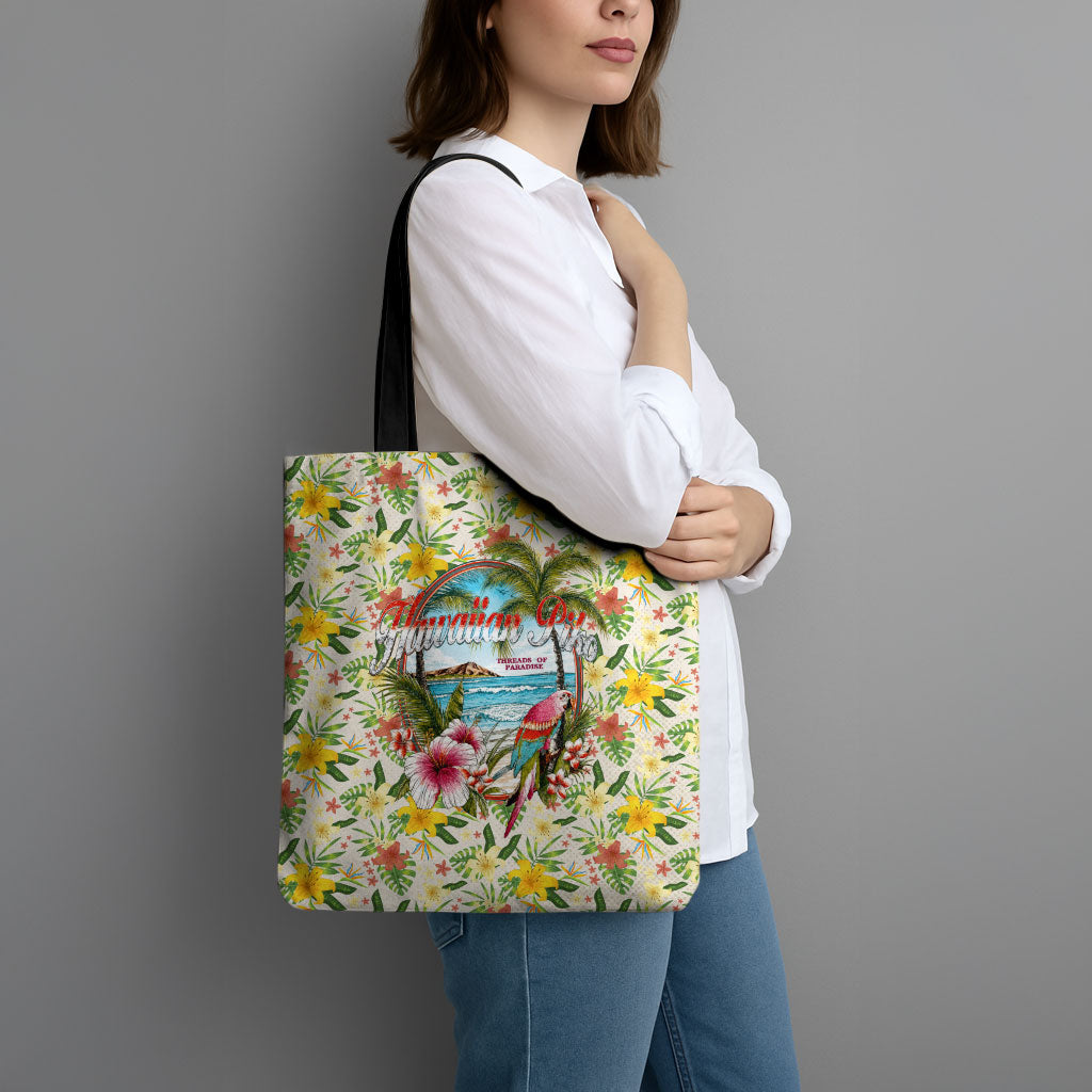 Hawaiian Piko Threads Of Paradise Aloha Tote Bag Tropical Hibiscus Plumeria TS04 - Polynesian Pride