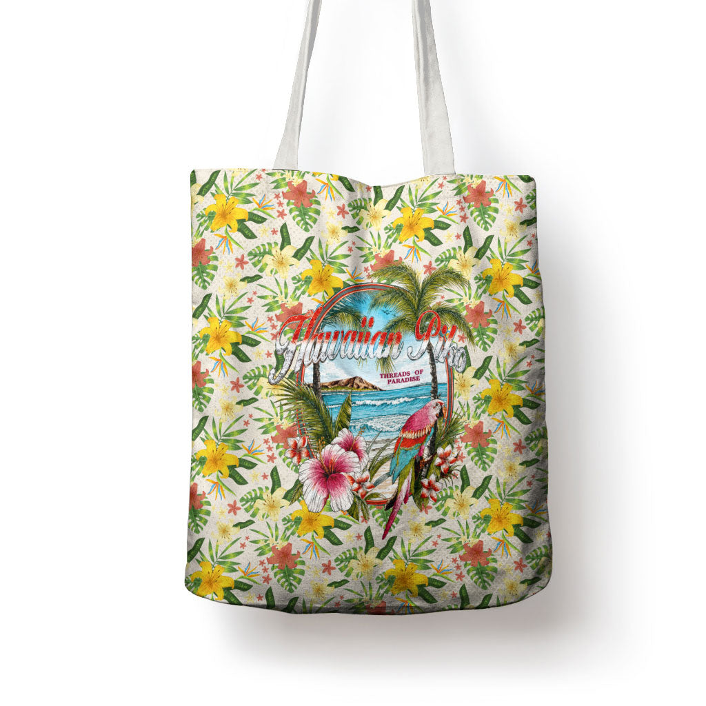Hawaiian Piko Threads Of Paradise Aloha Tote Bag Tropical Hibiscus Plumeria TS04 - Polynesian Pride