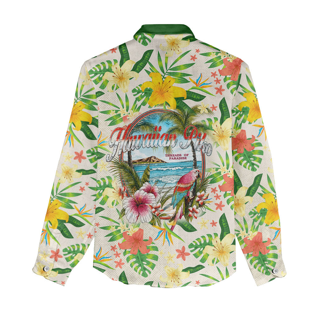 Hawaiian Piko Threads Of Paradise Aloha Women Casual Shirt Tropical Hibiscus Plumeria