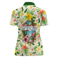 Hawaiian Piko Threads Of Paradise Aloha Women Polo Shirt Tropical Hibiscus Plumeria