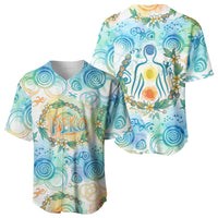 Hawaiian Piko Cultural Pride Aloha Baseball Jersey Watercolor Spiral Art - Tropical Plumeria Lei Garland