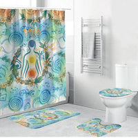 Hawaiian Piko Cultural Pride Aloha Bathroom Set Watercolor Spiral Art - Tropical Plumeria Lei Garland