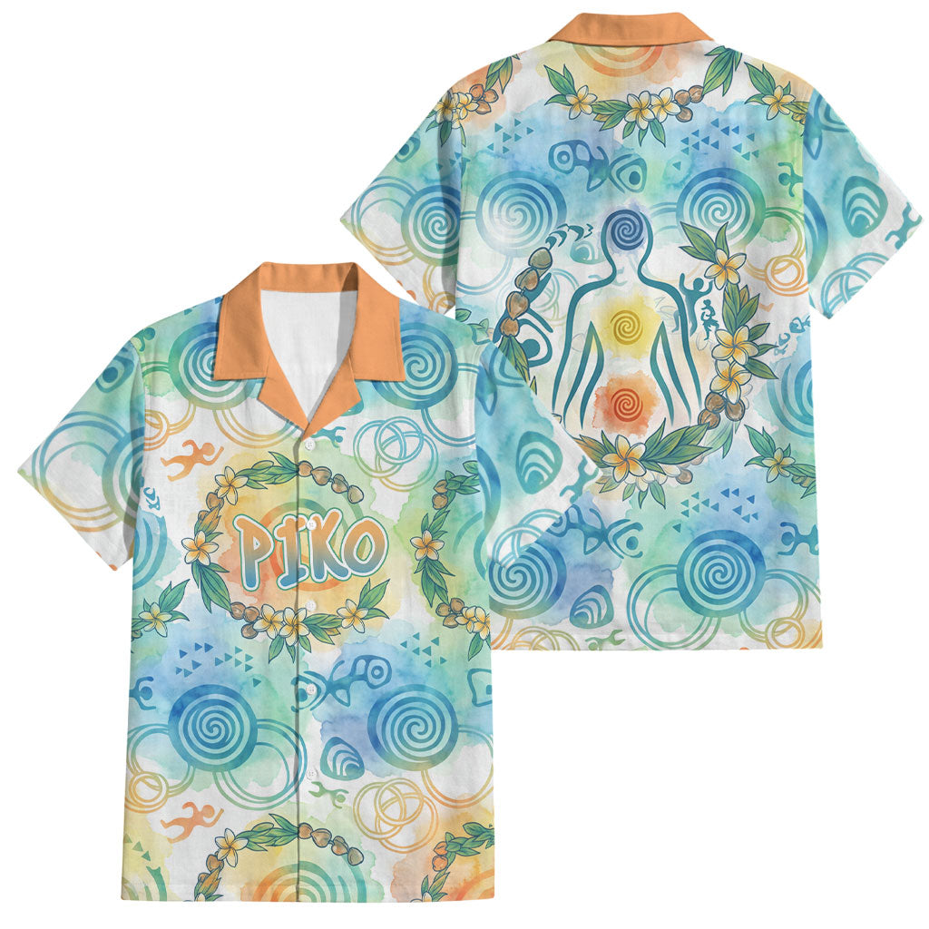 Hawaiian Piko Cultural Pride Aloha Family Matching Summer Maxi Dress and Hawaiian Shirt Watercolor Spiral Art - Tropical Plumeria Lei Garland