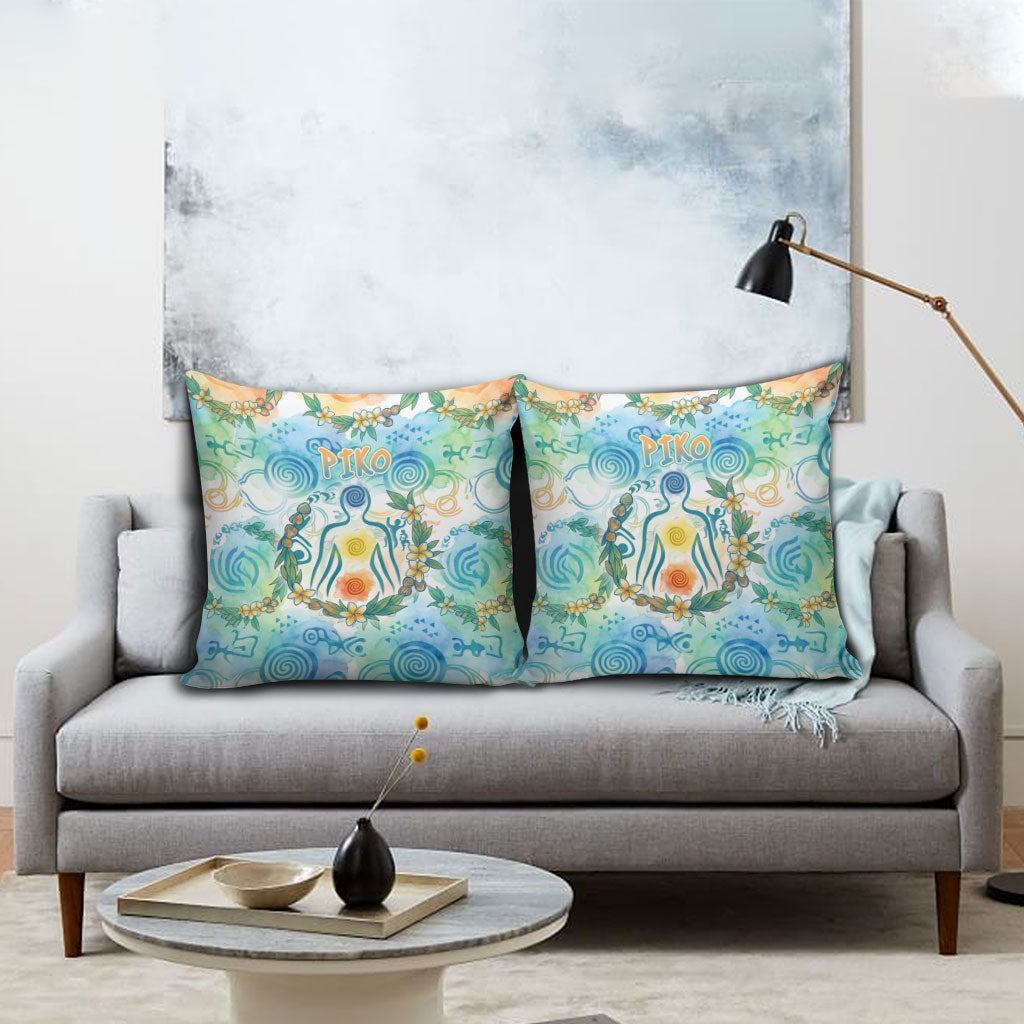 Hawaiian Piko Cultural Pride Aloha Pillow Cover Watercolor Spiral Art - Tropical Plumeria Lei Garland TS04 - Polynesian Pride