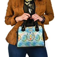 Hawaiian Piko Cultural Pride Aloha Shoulder Handbag Watercolor Spiral Art - Tropical Plumeria Lei Garland TS04 - Polynesian Pride