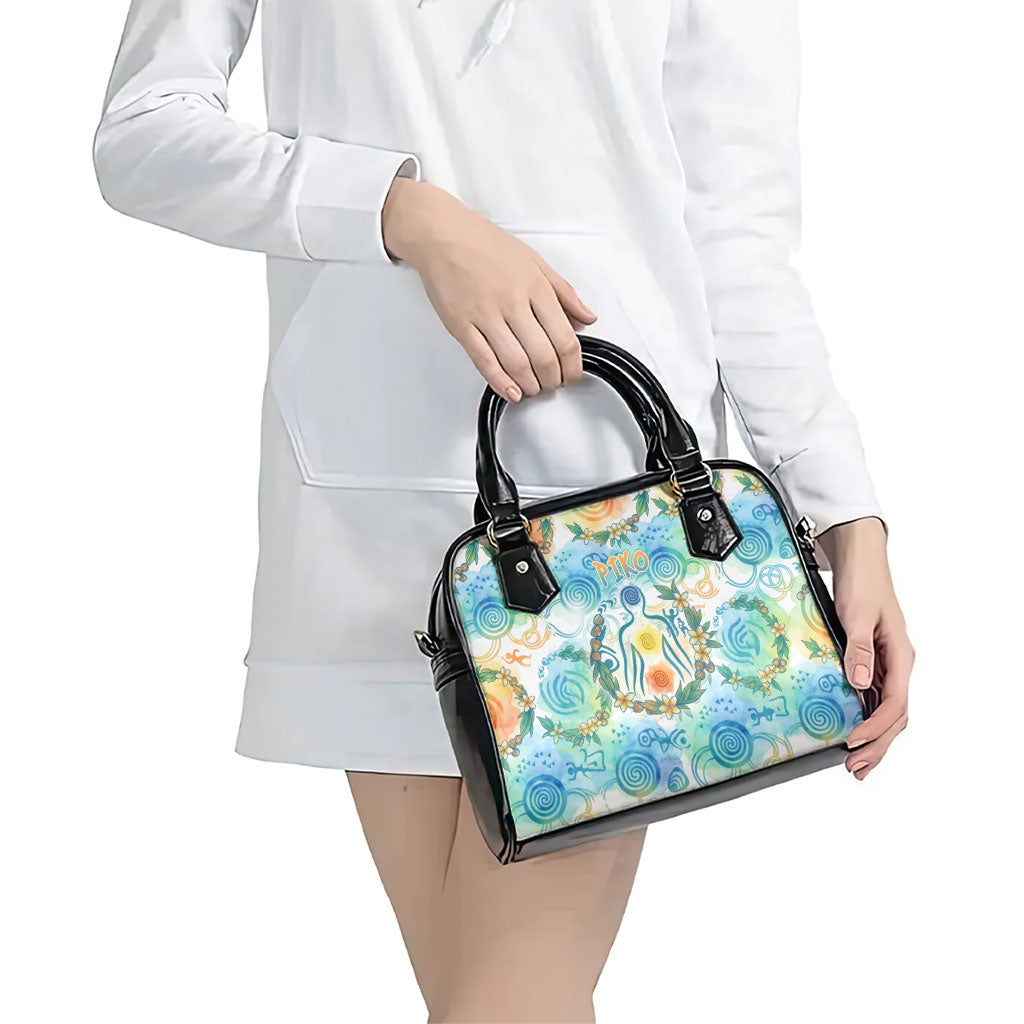 Hawaiian Piko Cultural Pride Aloha Shoulder Handbag Watercolor Spiral Art - Tropical Plumeria Lei Garland TS04 - Polynesian Pride