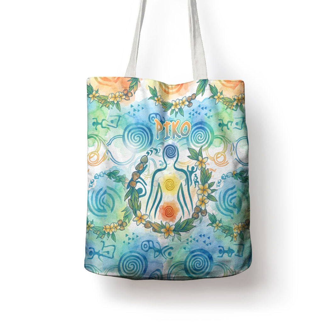 Hawaiian Piko Cultural Pride Aloha Tote Bag Watercolor Spiral Art - Tropical Plumeria Lei Garland TS04 - Polynesian Pride