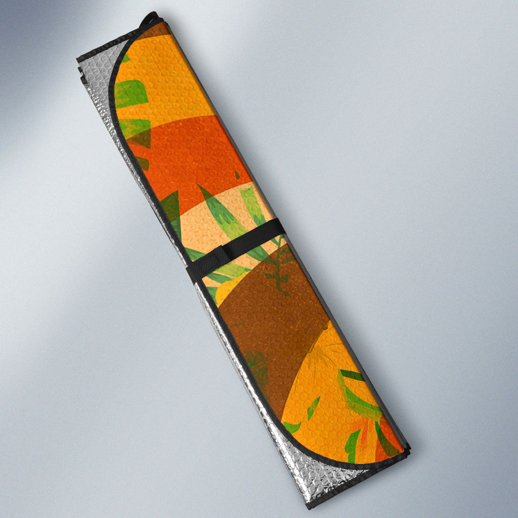 Hawaiian Piko Lani Cultivate I Ka Piko Aloha Auto Sun Shade Retro Psychedelic Taro Leaf - Hibiscus Flowers