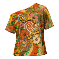 Hawaiian Piko Lani Cultivate I Ka Piko Aloha Cross Shoulder Shirt Retro Psychedelic Taro Leaf - Hibiscus Flowers