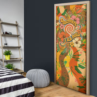 Hawaiian Piko Lani Cultivate I Ka Piko Aloha Door Cover Retro Psychedelic Taro Leaf - Hibiscus Flowers