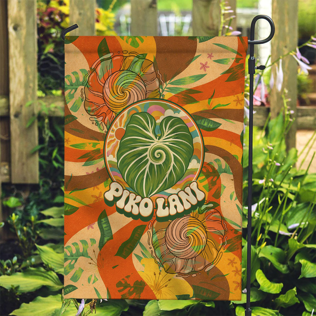 Hawaiian Piko Lani Cultivate I Ka Piko Aloha Garden Flag Retro Psychedelic Taro Leaf - Hibiscus Flowers