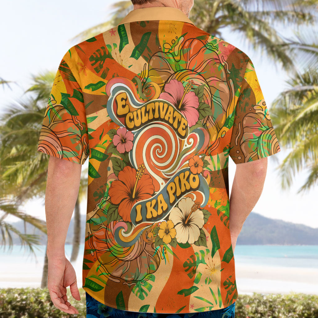 Hawaiian Piko Lani Cultivate I Ka Piko Aloha Hawaiian Shirt Retro Psychedelic Taro Leaf - Hibiscus Flowers
