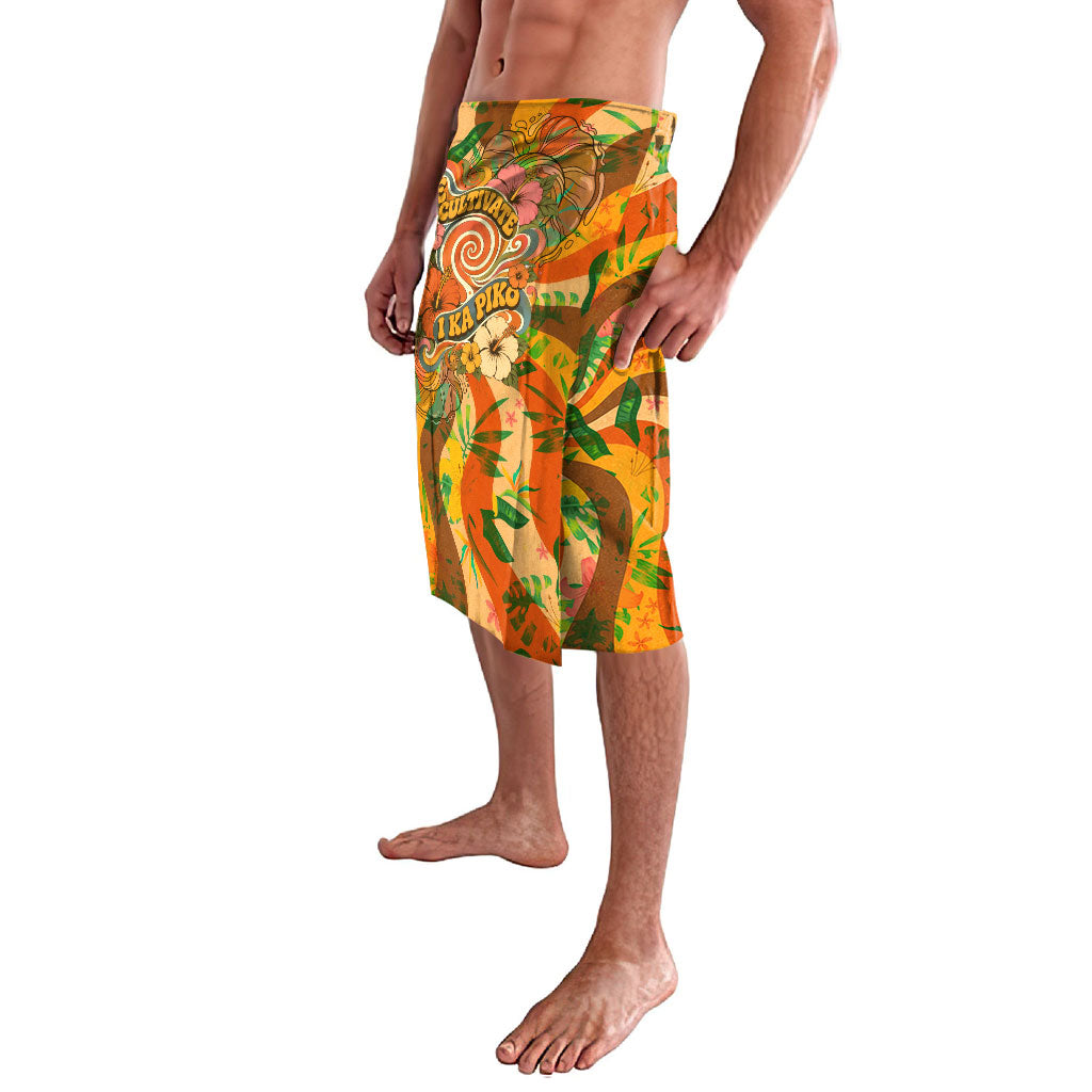Hawaiian Piko Lani Cultivate I Ka Piko Aloha Lavalava Retro Psychedelic Taro Leaf - Hibiscus Flowers