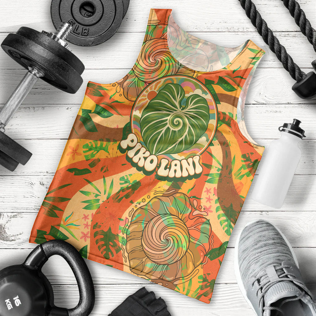 Hawaiian Piko Lani Cultivate I Ka Piko Aloha Men Tank Top Retro Psychedelic Taro Leaf - Hibiscus Flowers