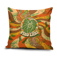 Hawaiian Piko Lani Cultivate I Ka Piko Aloha Pillow Cover Retro Psychedelic Taro Leaf - Hibiscus Flowers TS04 Orange Green - Polynesian Pride