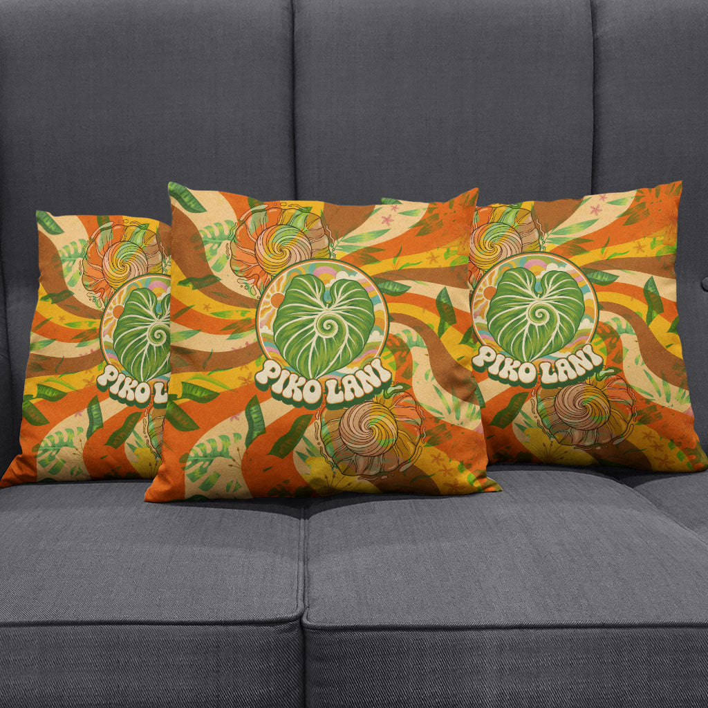 Hawaiian Piko Lani Cultivate I Ka Piko Aloha Pillow Cover Retro Psychedelic Taro Leaf - Hibiscus Flowers TS04 - Polynesian Pride