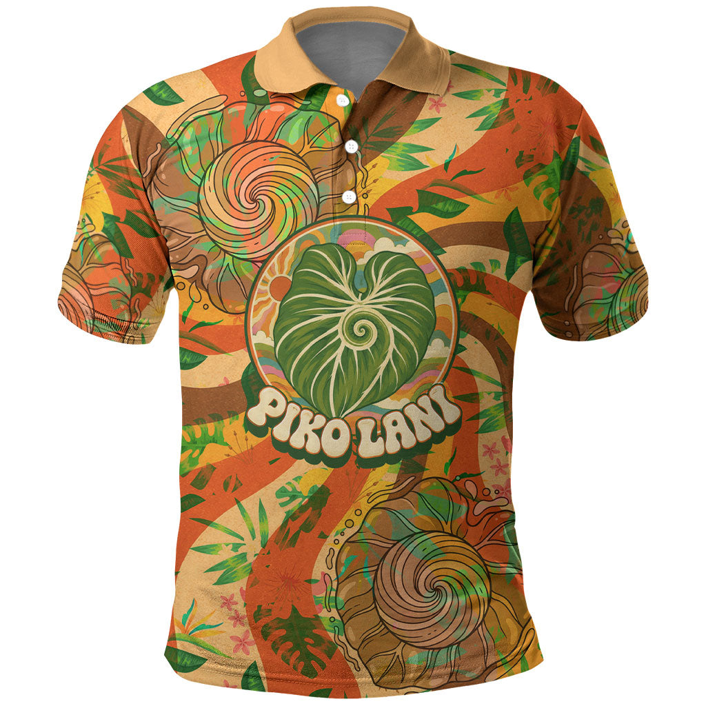 Hawaiian Piko Lani Cultivate I Ka Piko Aloha Polo Shirt Retro Psychedelic Taro Leaf - Hibiscus Flowers