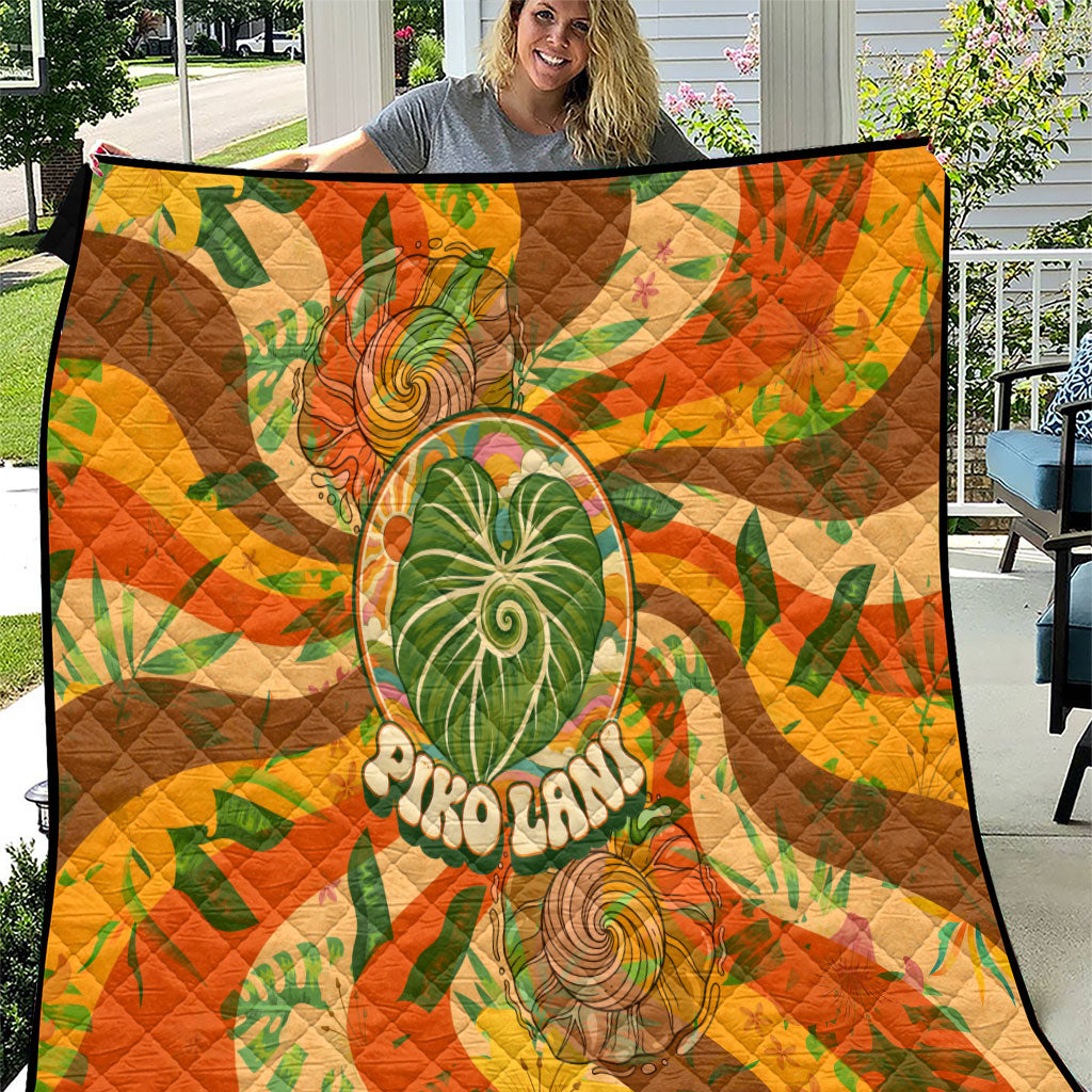 Hawaiian Piko Lani Cultivate I Ka Piko Aloha Quilt Retro Psychedelic Taro Leaf - Hibiscus Flowers