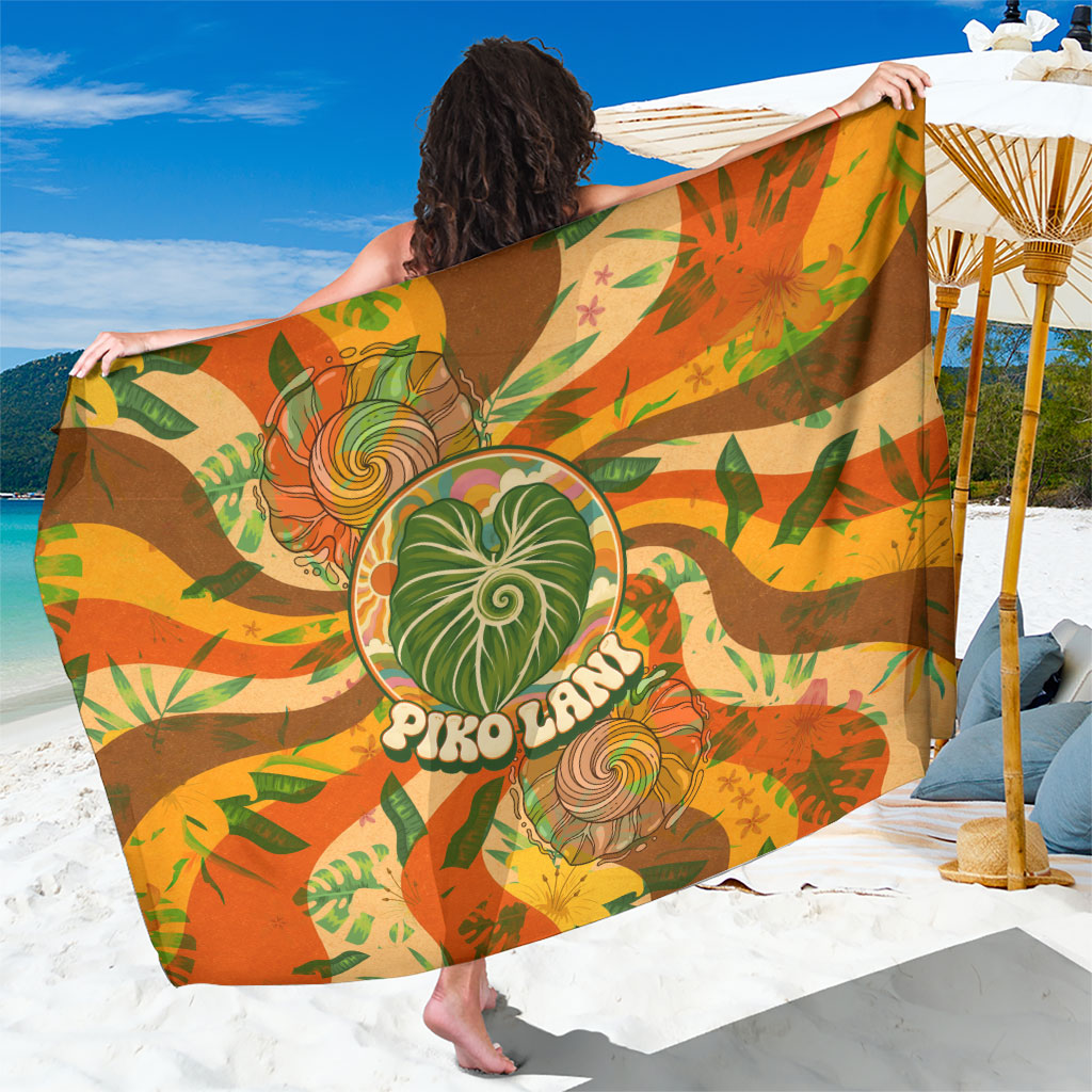 Hawaiian Piko Lani Cultivate I Ka Piko Aloha Sarong Retro Psychedelic Taro Leaf - Hibiscus Flowers