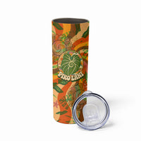 Hawaiian Piko Lani Cultivate I Ka Piko Aloha Skinny Tumbler Retro Psychedelic Taro Leaf - Hibiscus Flowers