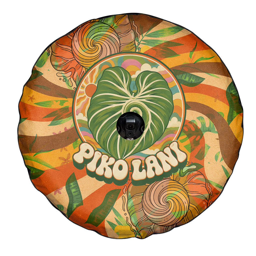 Hawaiian Piko Lani Cultivate I Ka Piko Aloha Spare Tire Cover Retro Psychedelic Taro Leaf - Hibiscus Flowers