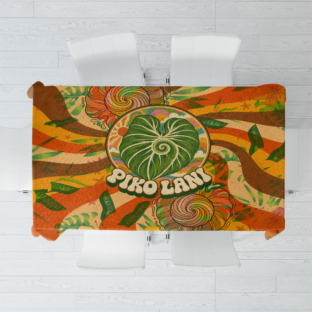 Hawaiian Piko Lani Cultivate I Ka Piko Aloha Tablecloth Retro Psychedelic Taro Leaf - Hibiscus Flowers