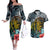 Hawaii Turtle Couples Matching Off The Shoulder Long Sleeve Dress and Hawaiian Shirt Hawaii Pattern and Turtle Tattoo Dark Cyan Gradient TS04 Gradient - Polynesian Pride