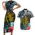 Hawaii Turtle Couples Matching Short Sleeve Bodycon Dress and Hawaiian Shirt Hawaii Pattern and Turtle Tattoo Dark Cyan Gradient TS04 Gradient - Polynesian Pride