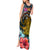 Hawaii Turtle Tank Maxi Dress Hawaii Pattern and Turtle Tattoo Dark Cyan Gradient TS04 - Polynesian Pride