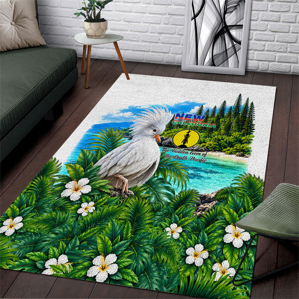 New Caledonia Kagu Bird Nature Area Rug South Pacific Hidden Gem Tropical Landscape TS04 Green White - Polynesian Pride
