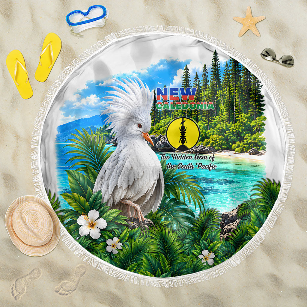 New Caledonia Kagu Bird Nature Beach Blanket South Pacific Hidden Gem Tropical Landscape TS04 One Size 150cm Green White - Polynesian Pride
