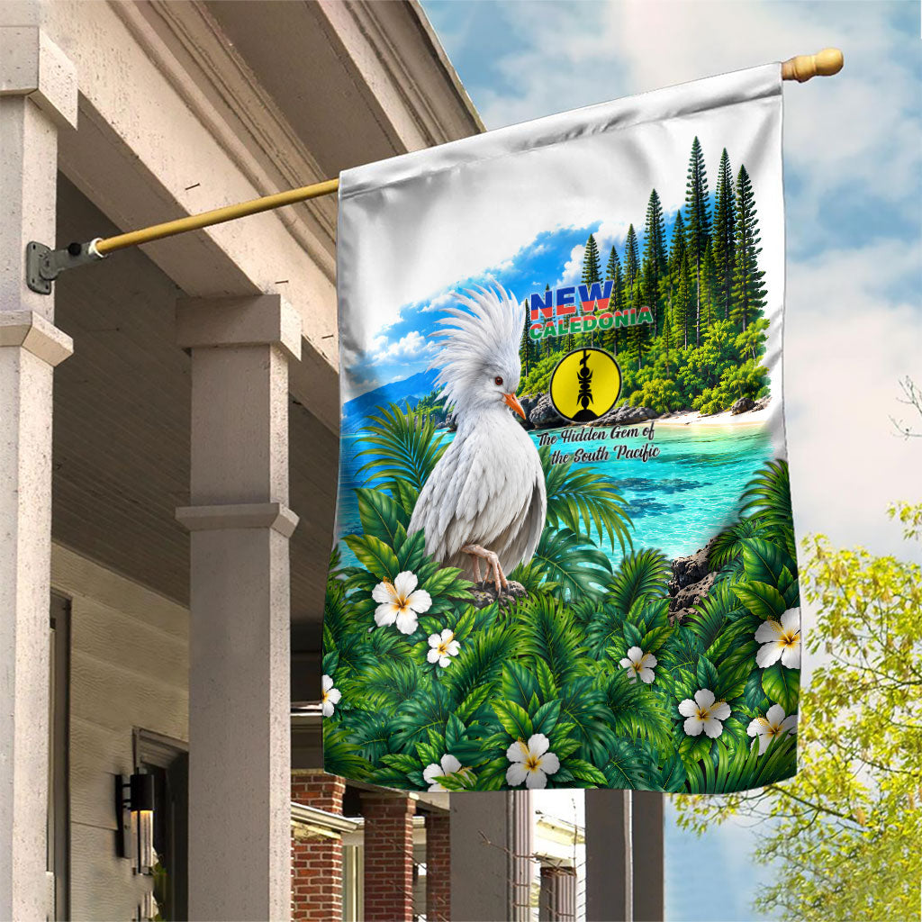New Caledonia Kagu Bird Nature Garden Flag South Pacific Hidden Gem Tropical Landscape TS04 House Flag Green White - Polynesian Pride