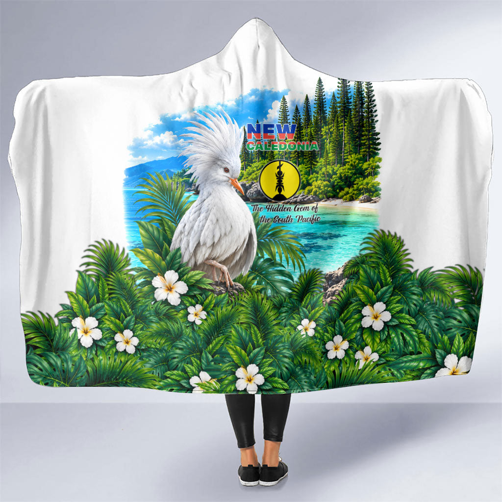 New Caledonia Kagu Bird Nature Hooded Blanket South Pacific Hidden Gem Tropical Landscape TS04 One Size Green White - Polynesian Pride