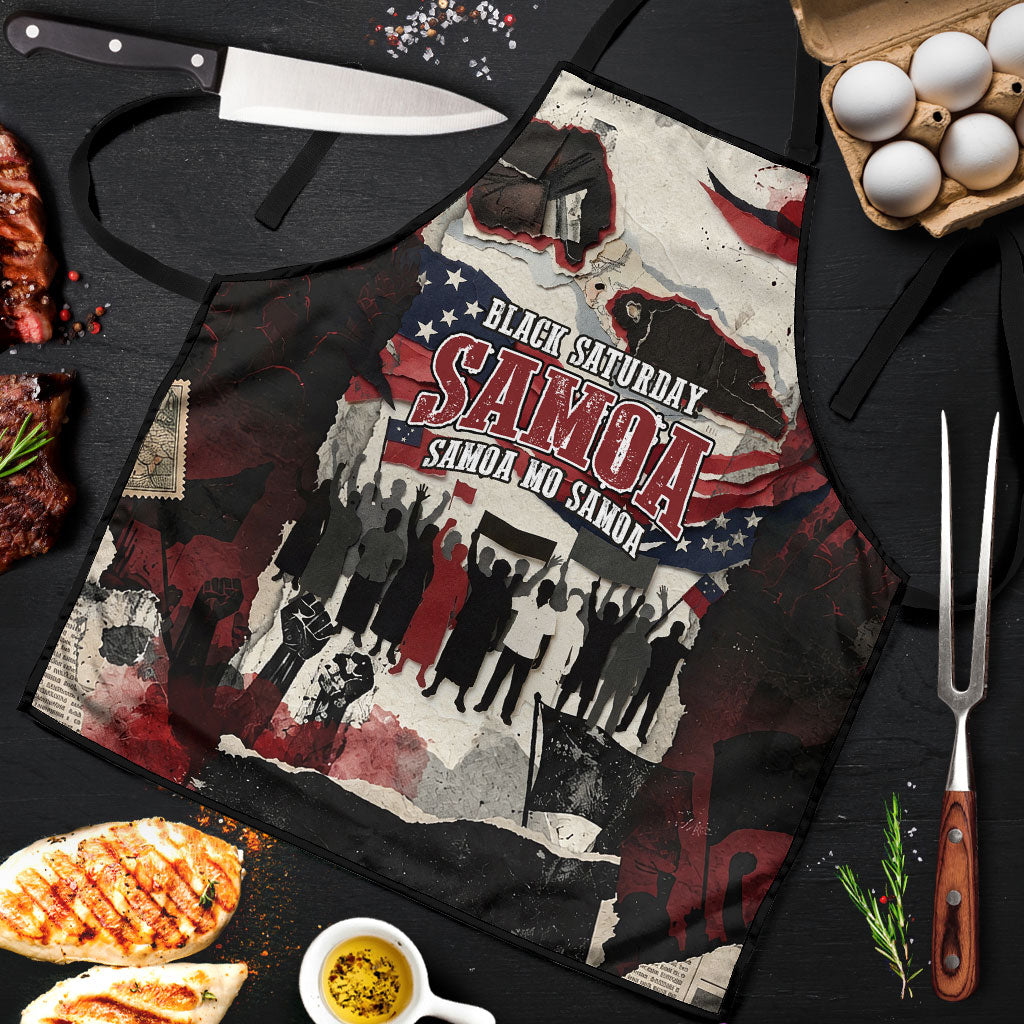 Samoa Black Saturday 1929 Apron Mau Movement Vintage Newspaper Grunge Polynesian TS04 Black Red - Polynesian Pride