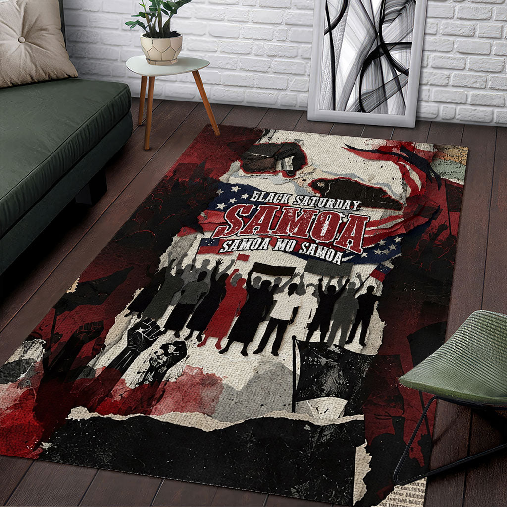 Samoa Black Saturday 1929 Area Rug Mau Movement Vintage Newspaper Grunge Polynesian TS04 Black Red - Polynesian Pride