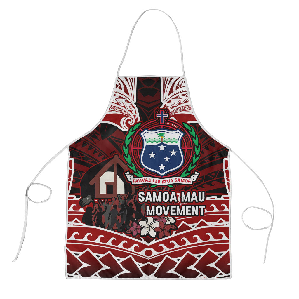 Samoa Black Saturday Mau Movement Apron Polynesian Tribal Pattern Coat Of Arms Graphic Art TS04 Red White - Polynesian Pride