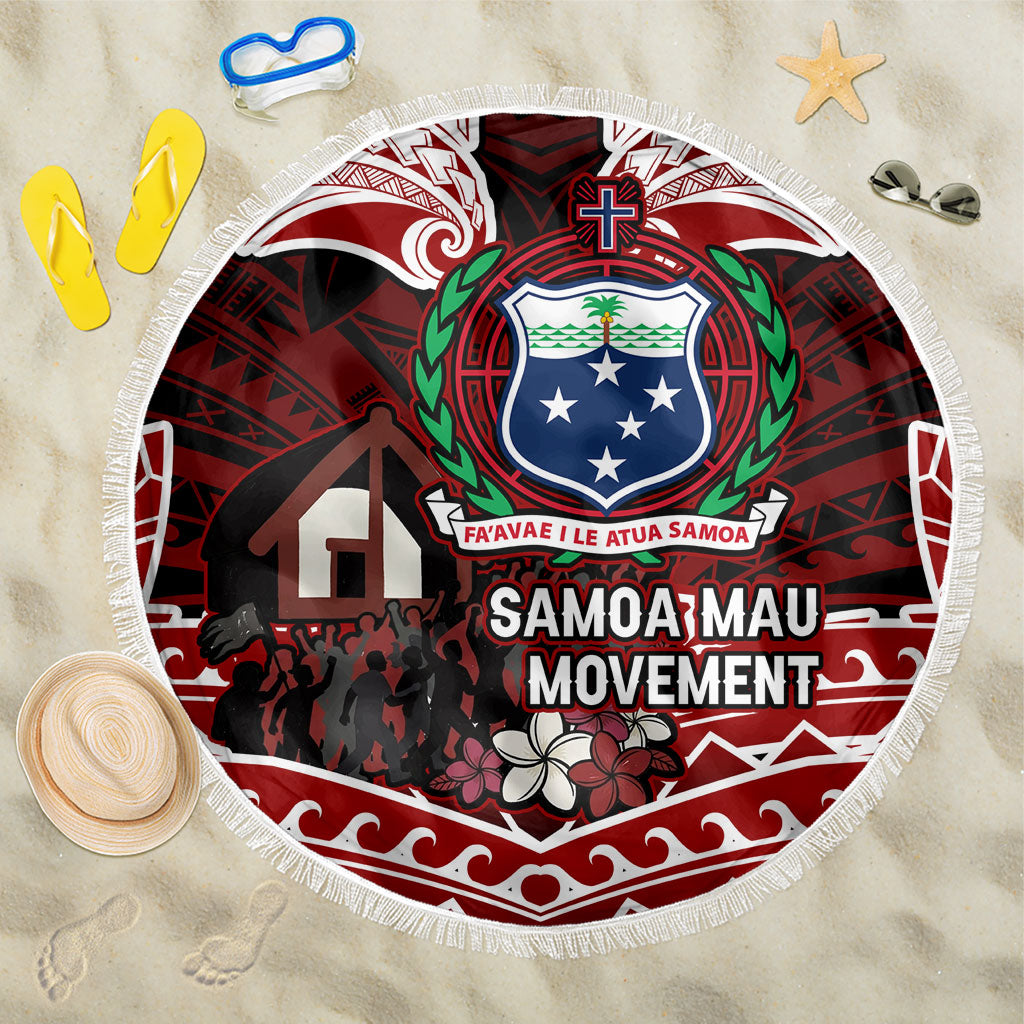 Samoa Black Saturday Mau Movement Beach Blanket Polynesian Tribal Pattern Coat Of Arms Graphic Art TS04 One Size 150cm Red White - Polynesian Pride