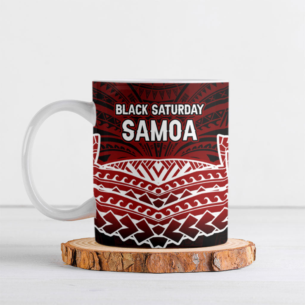 Samoa Black Saturday Mau Movement Ceramic Mug Polynesian Tribal Pattern Coat Of Arms Graphic Art