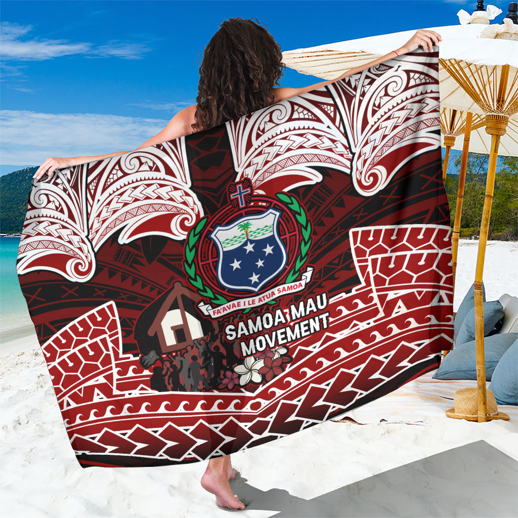 Samoa Black Saturday Mau Movement Sarong Polynesian Tribal Pattern Coat Of Arms Graphic Art TS04 One Size 44 x 66 inches Red White - Polynesian Pride