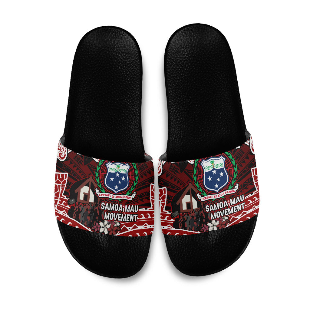 Samoa Black Saturday Mau Movement Slide Sandals Polynesian Tribal Pattern Coat Of Arms Graphic Art TS04 Red White - Polynesian Pride