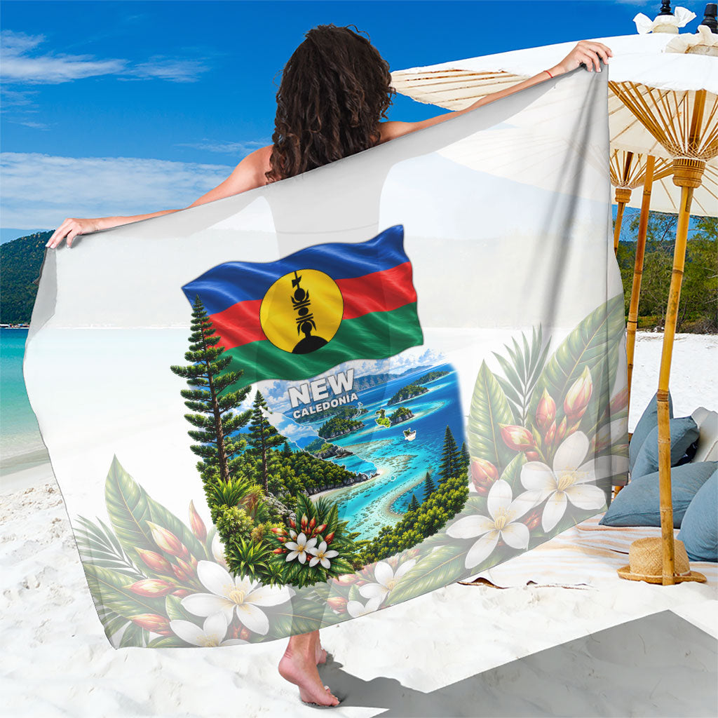New Caledonia Kanak Flag Landscape Sarong Tropical Island Nature Floral TS04 One Size 44 x 66 inches White Green - Polynesian Pride