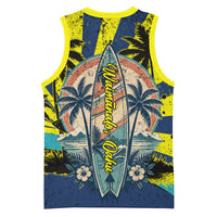 Waimanalo Oahu Hawaii Surfing Basketball Jersey Tropical Beach Retro Sunburst Surfboard TS04 - Polynesian Pride