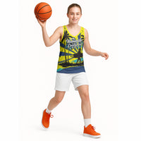 Waimanalo Oahu Hawaii Surfing Basketball Jersey Tropical Beach Retro Sunburst Surfboard TS04 - Polynesian Pride