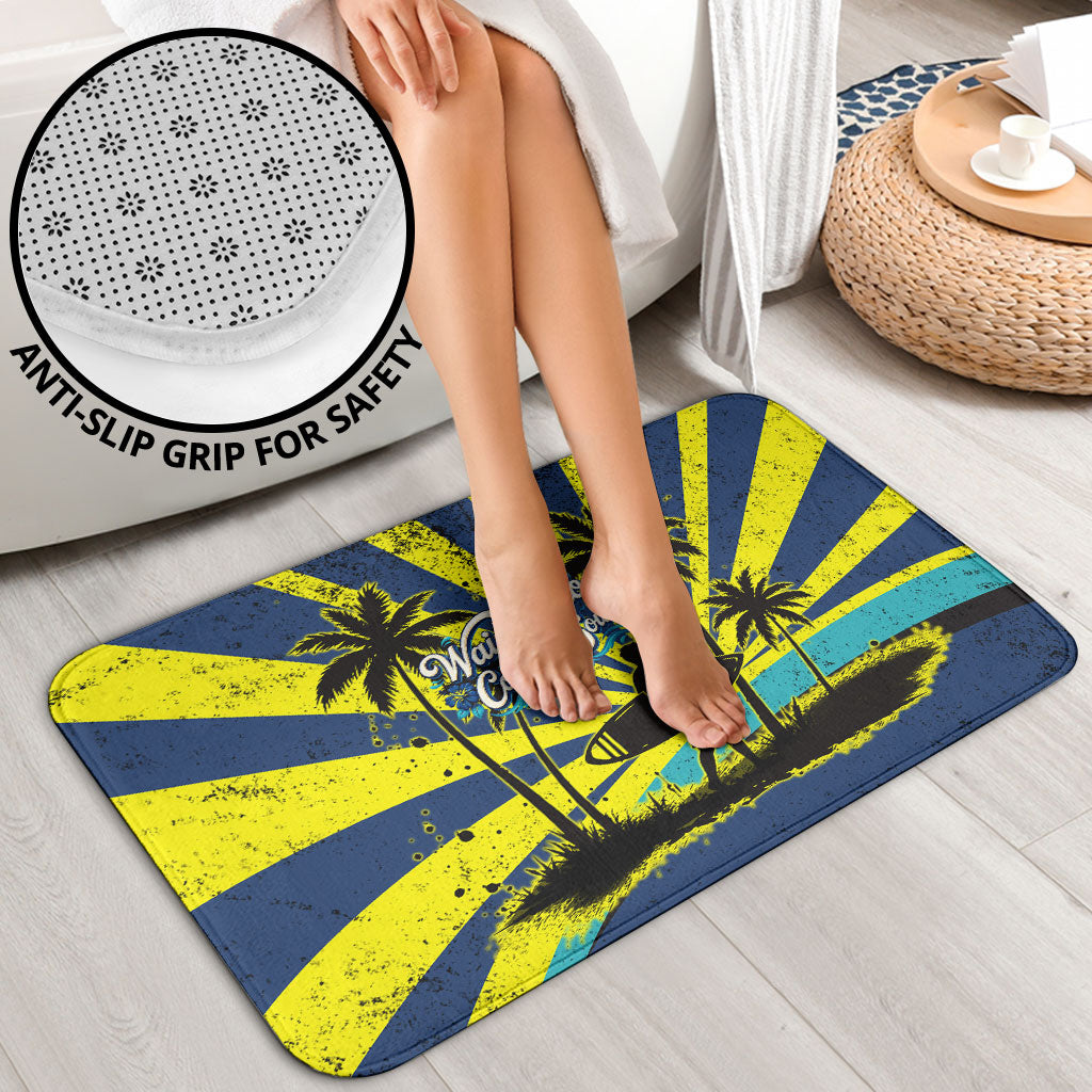 Waimanalo Oahu Hawaii Surfing Bathroom Set Tropical Beach Retro Sunburst Surfboard