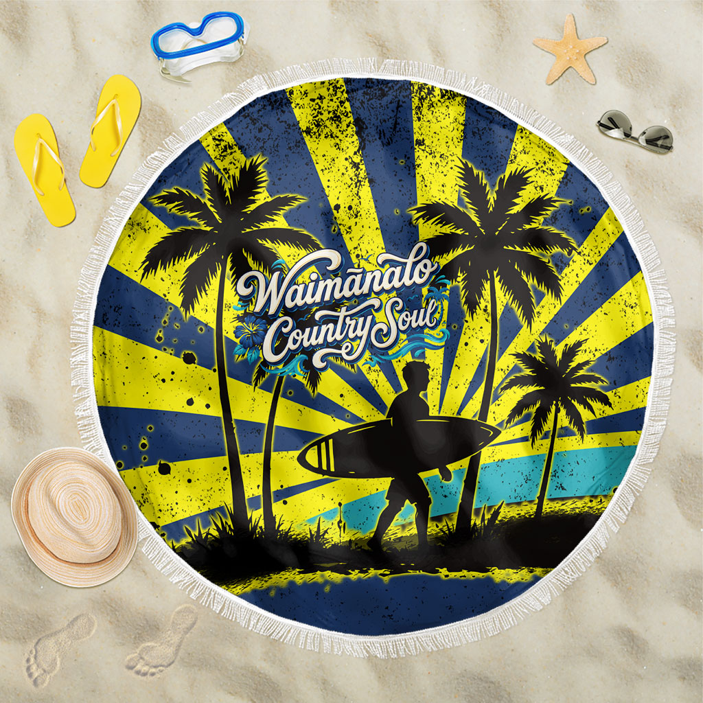 Waimanalo Oahu Hawaii Surfing Beach Blanket Tropical Beach Retro Sunburst Surfboard