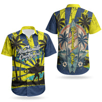 Waimanalo Oahu Hawaii Surfing Couples Matching Puletasi and Hawaiian Shirt Tropical Beach Retro Sunburst Surfboard TS04 - Polynesian Pride