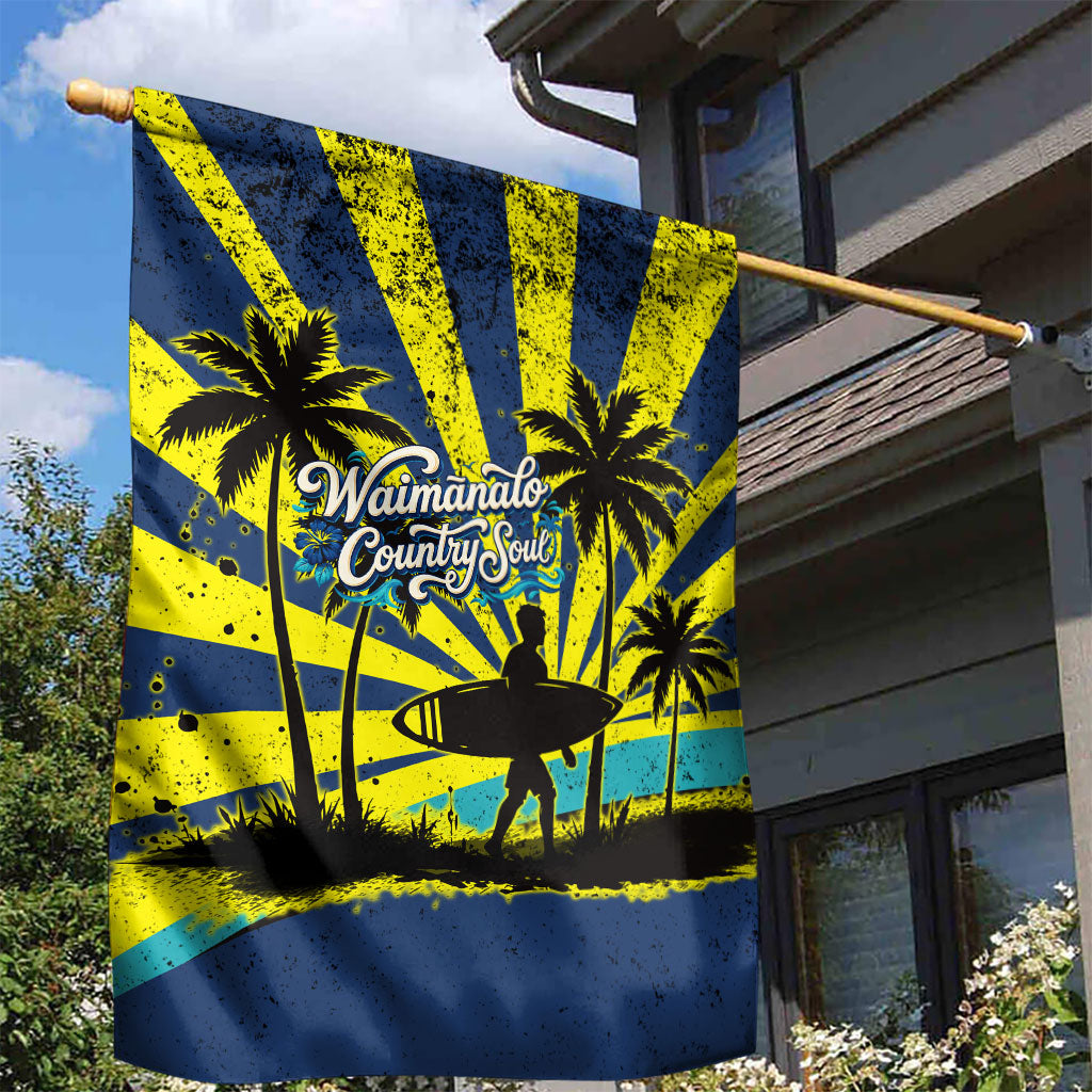 Waimanalo Oahu Hawaii Surfing Garden Flag Tropical Beach Retro Sunburst Surfboard TS04 - Polynesian Pride